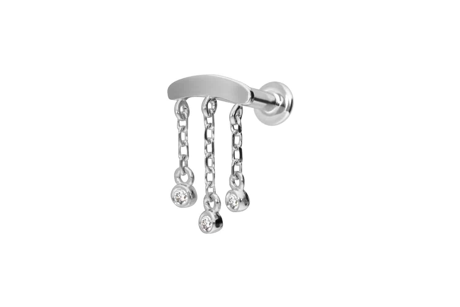 14 Karat Gold Labret Piercing mit Push Fit MOISSANIT-WINDSPIEL
